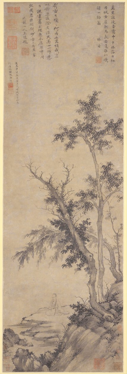 Recluse Fishing by Autumn Trees z roku 1350. od Sheng Mou