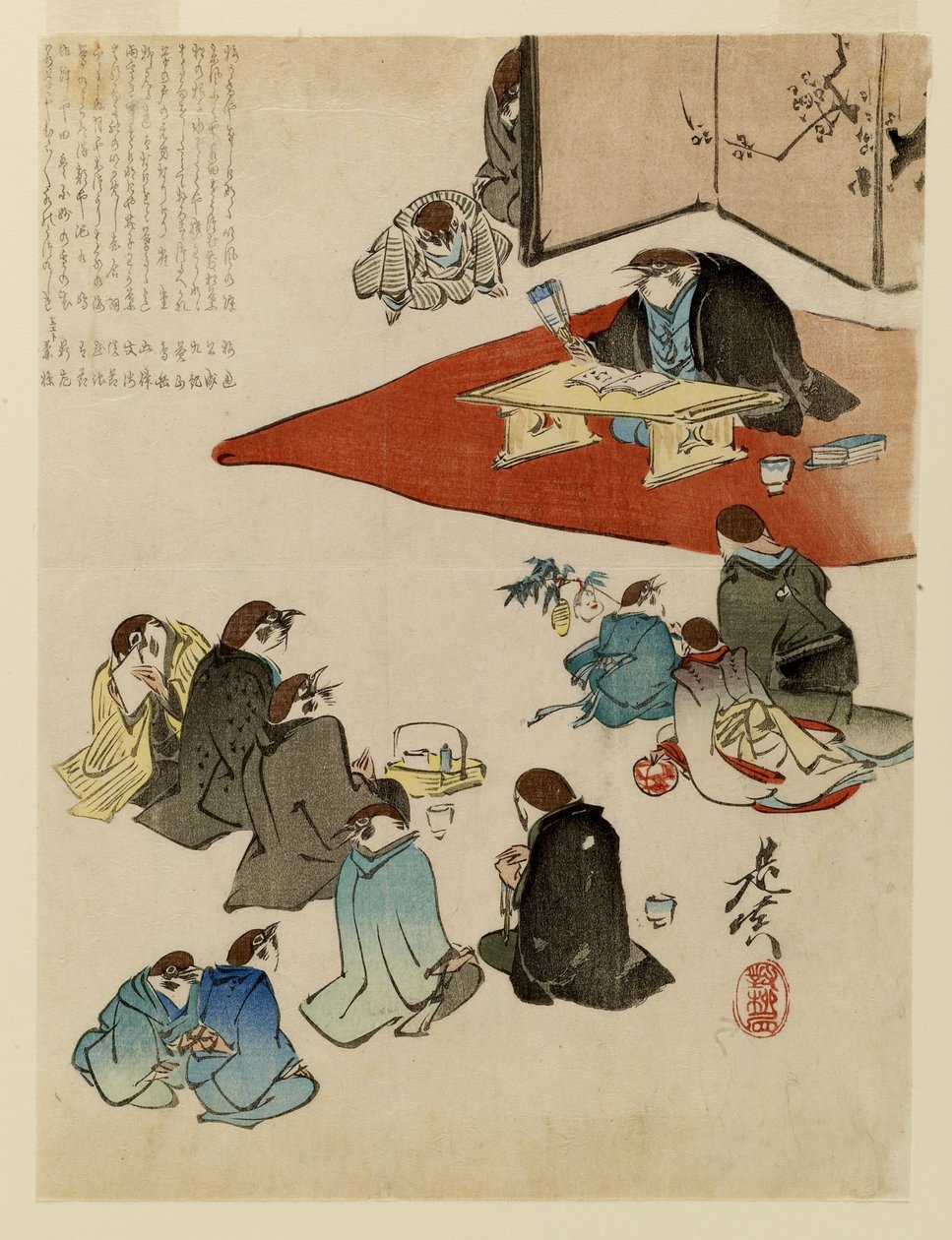 Čtení poezie od Shibata Zeshin
