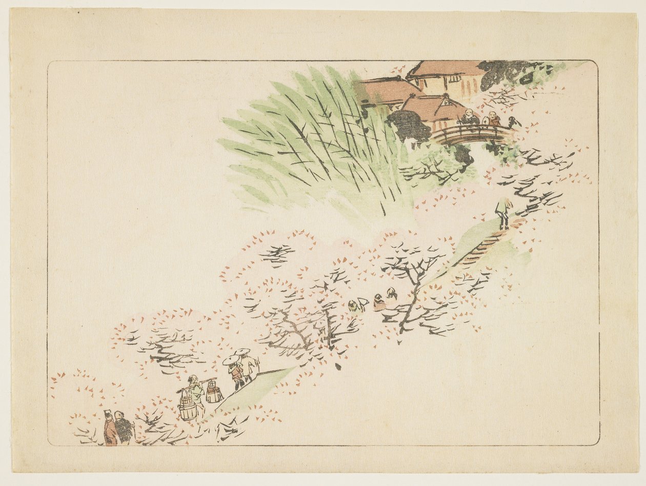 Mountain Cherry Blossoms, c. 1877 od Shibata Zeshin
