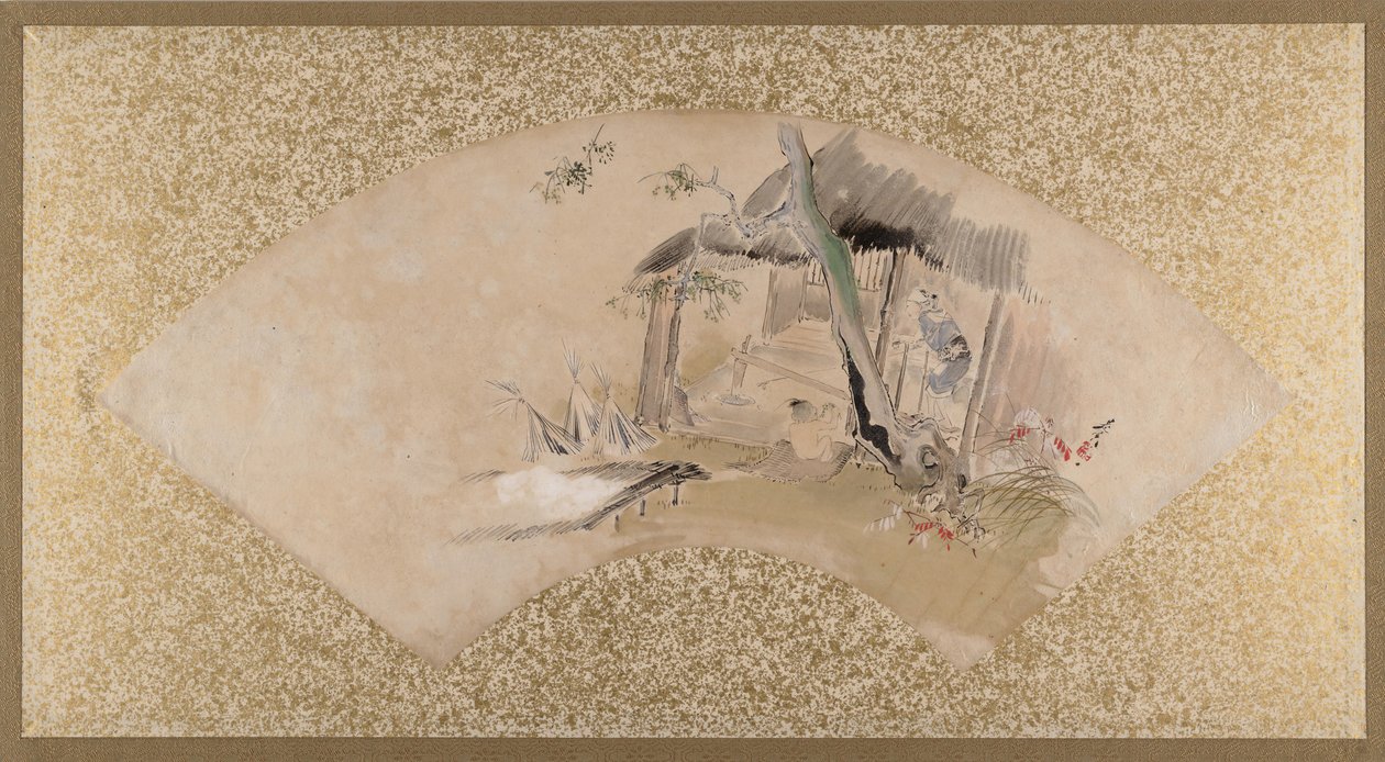 Dům se ženou a dítětem, konec 19. století. od Shibata Zeshin
