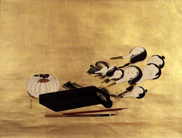 Inro, štětce a loutkové hlavy, japonština od Shibata Zeshin