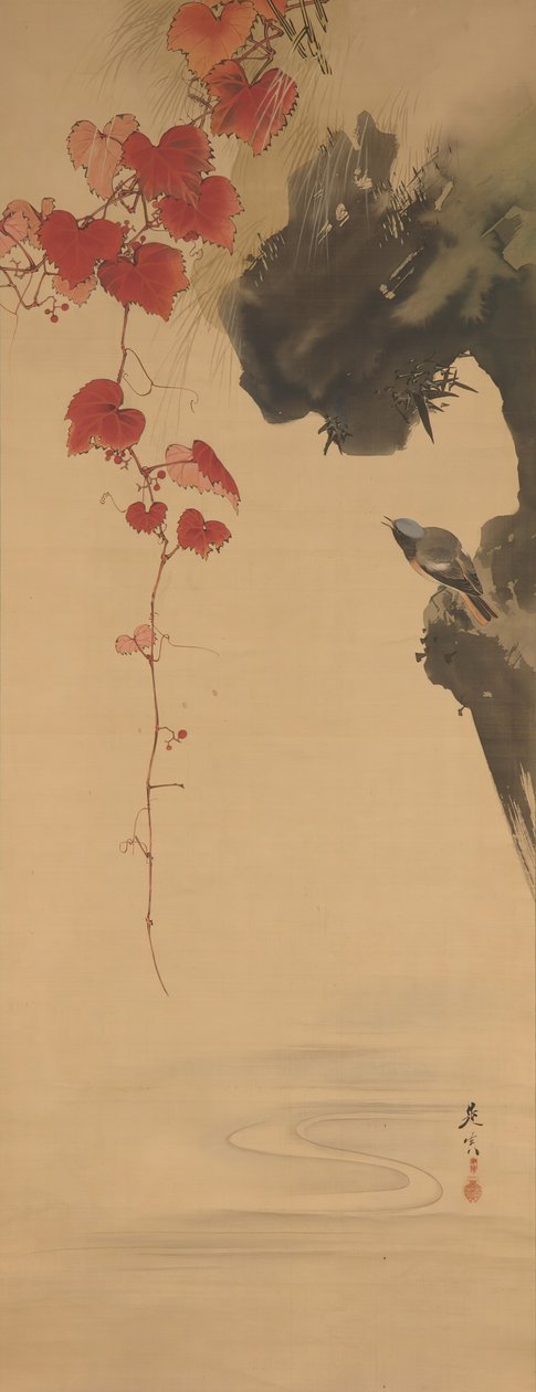 Listy a pták, 19. století. od Shibata Zeshin