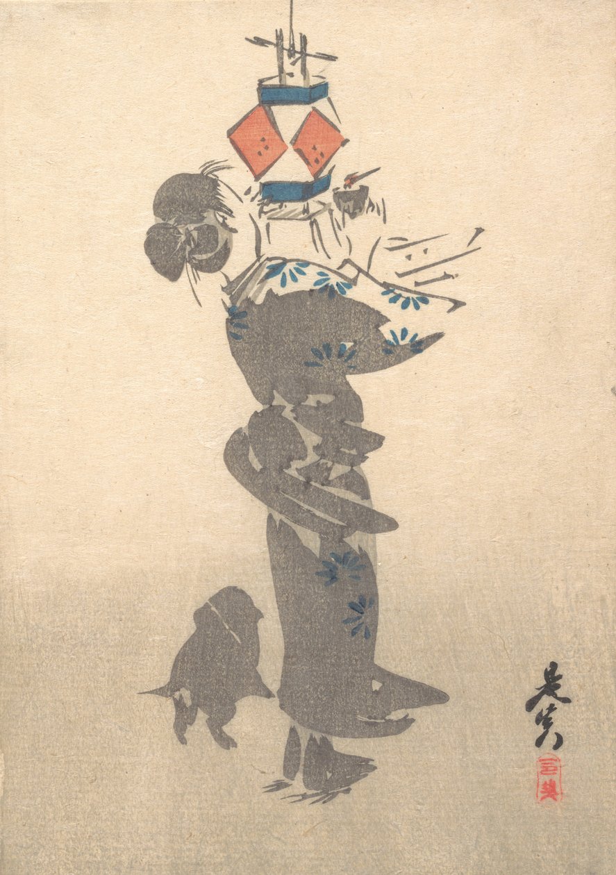 Zapálení závěsné lucerny na Obon Festival, 1860., 1860. od Shibata Zeshin