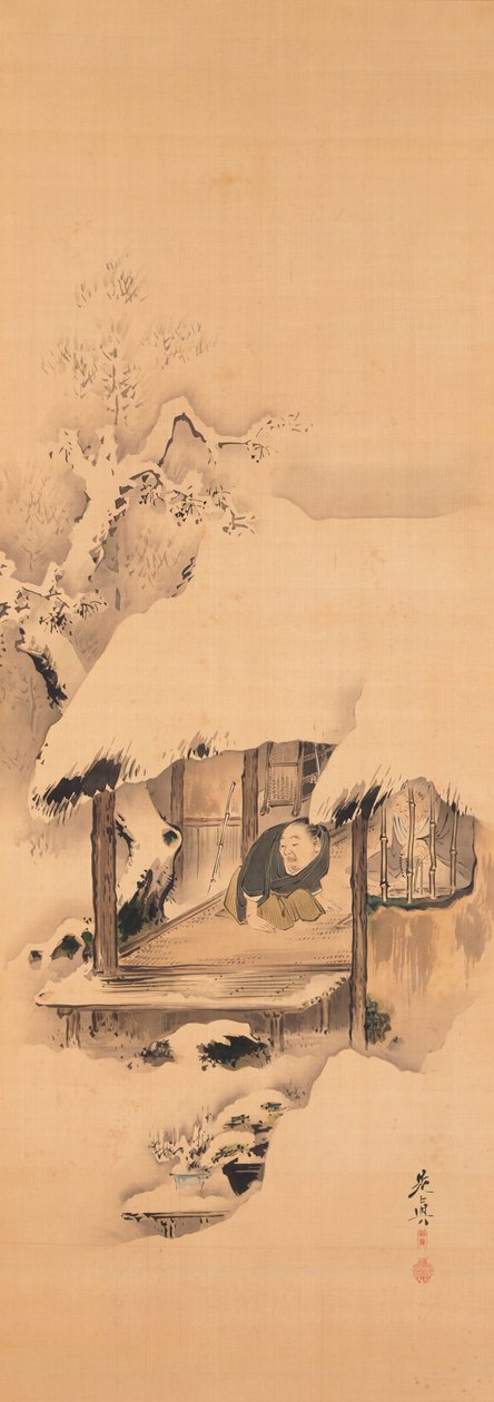 Hra nó Hachinoki, dvě ze tří od Shibata Zeshin