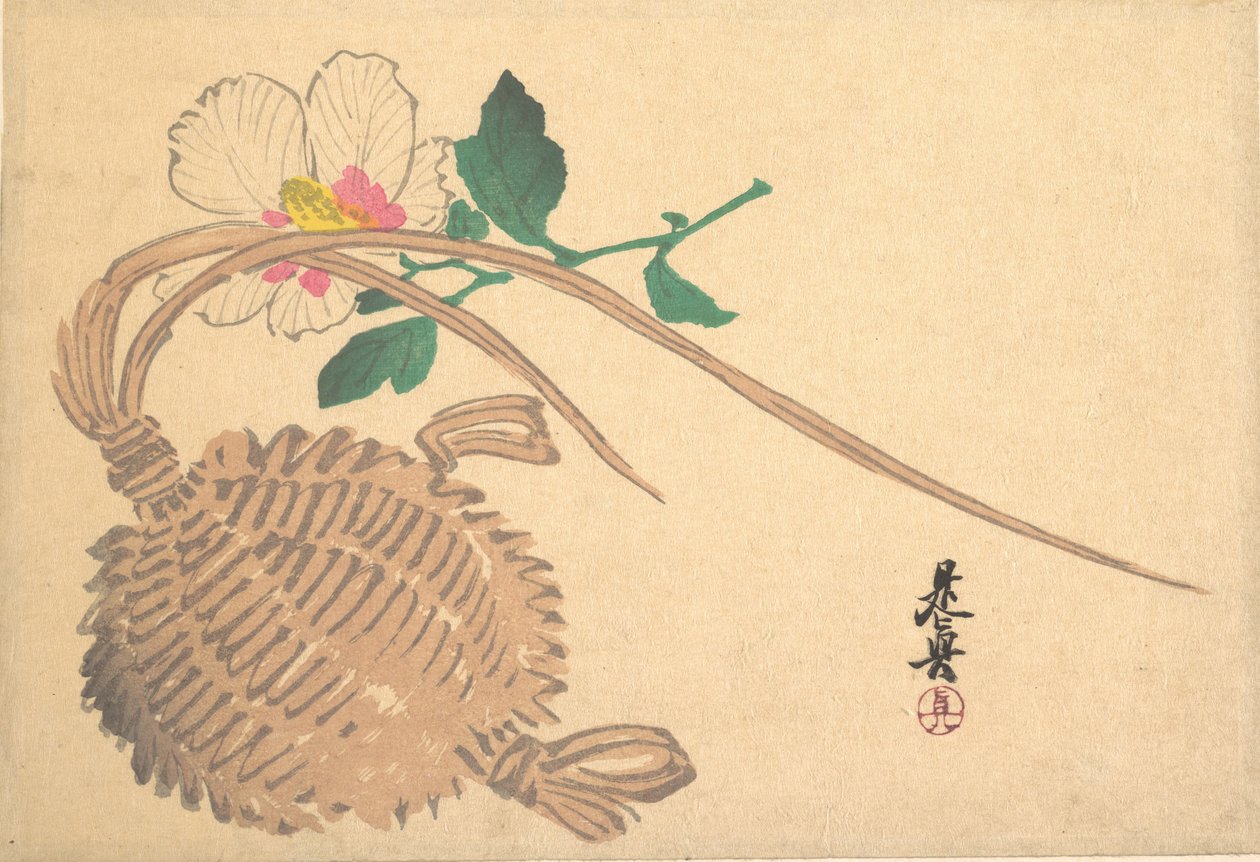 Košík na slámu na květinu Fish and Mokuge, ca. 1875, ca. 1875. od Shibata Zeshin