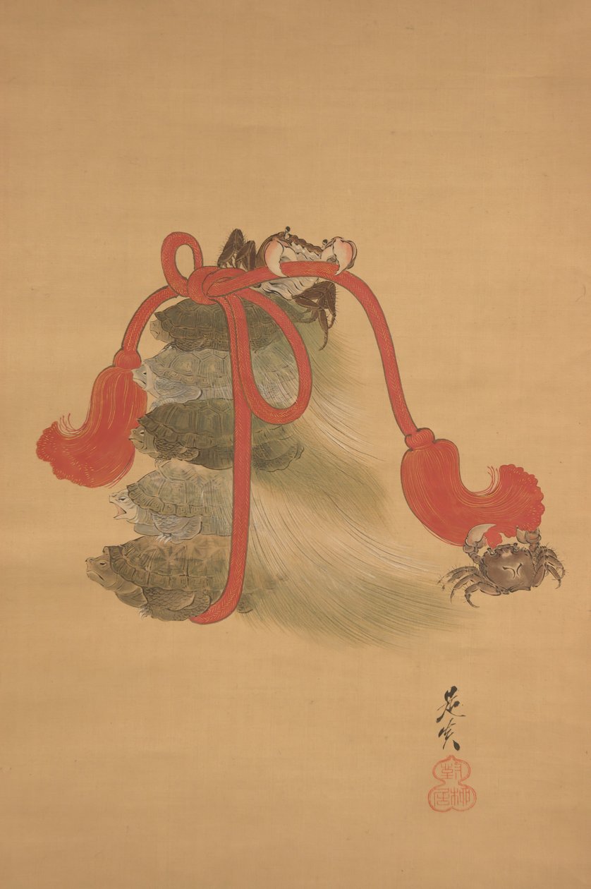 Želvy a krabi, 19. století. od Shibata Zeshin