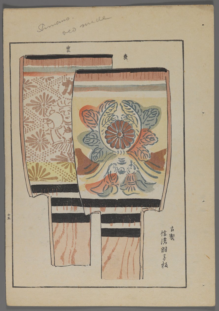 Japonské hračky, od Unai no tomo (A Childs Friends) od Shimizu Seifu, 1891-1923. Pádla Hanetsuki s květinovým vzorem. od Shimizu Seifu