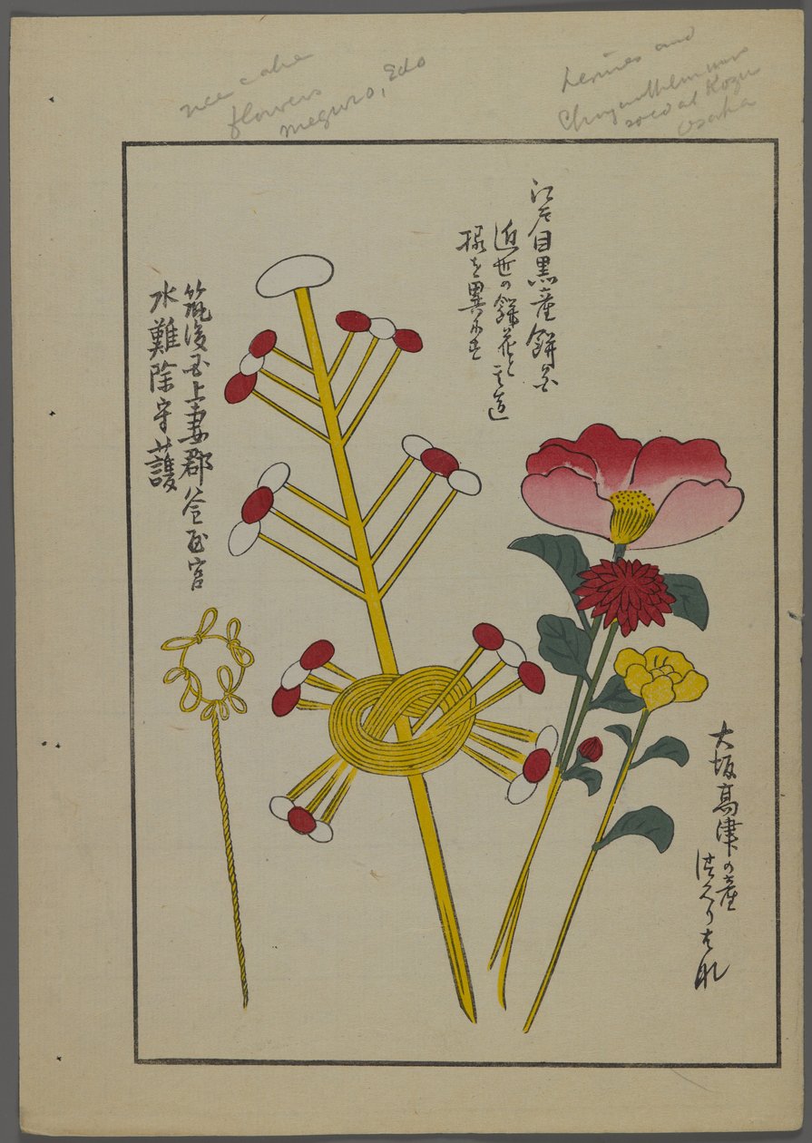 Japonské hračky, od Unai no tomo (A Childs Friends) od Shimizu Seifu, 1891-1923. Květiny, uzly. od Shimizu Seifu