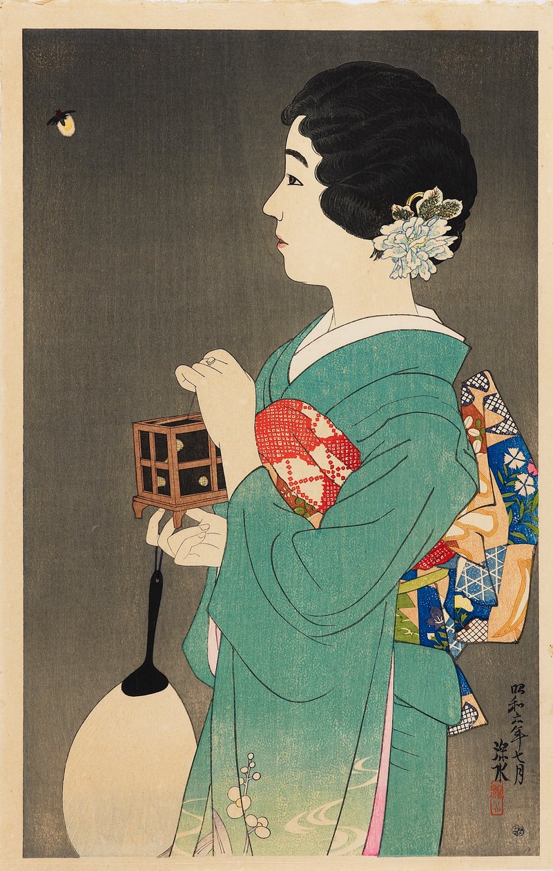 Chytání světlušek Hotaru gari, 1931 od Shinsui Ito