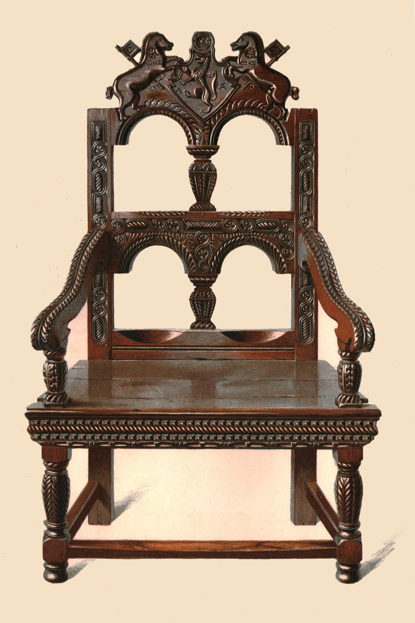Dubová židle Cacqueteuse, 1904 od Shirley Charles Llewellyn Slocombe