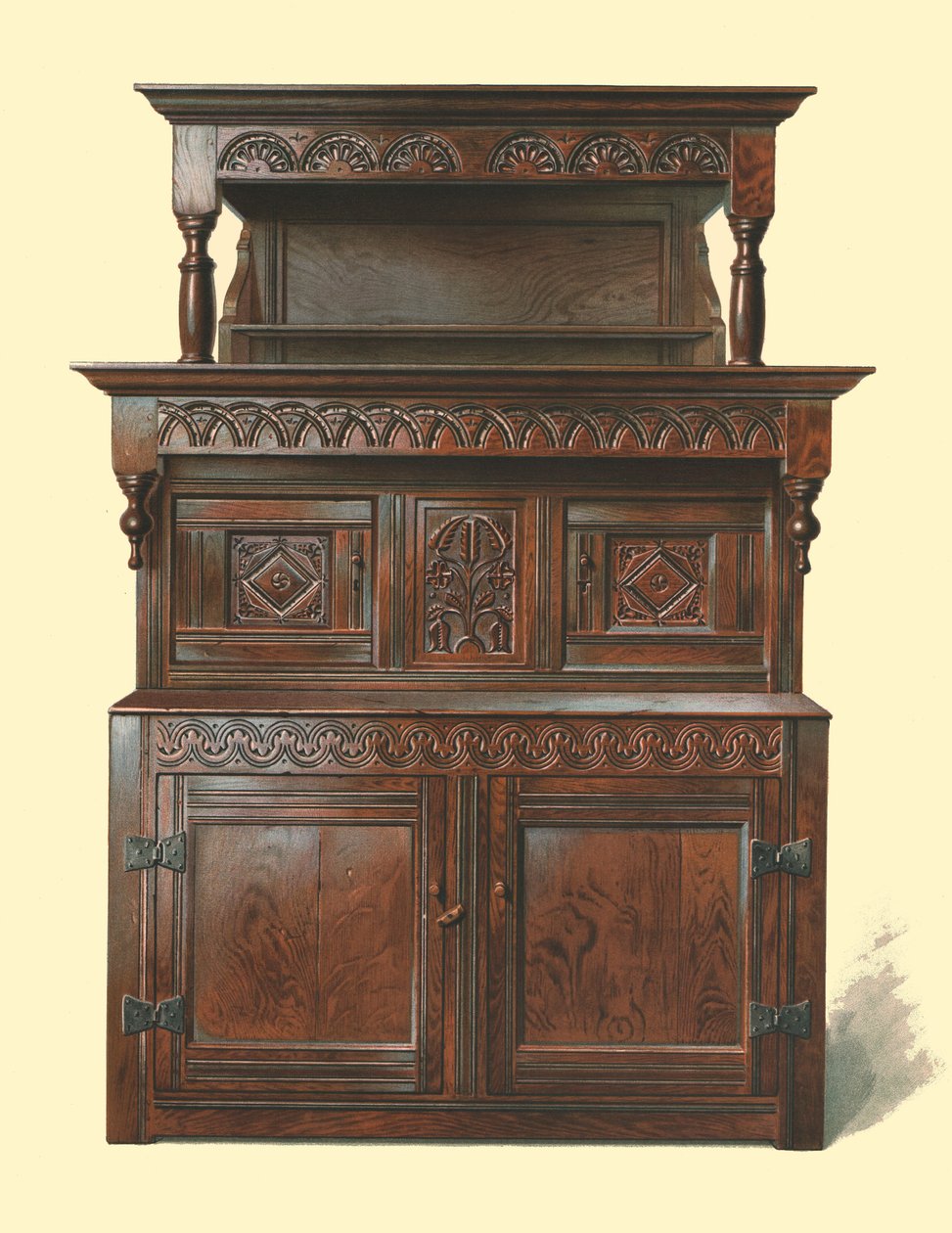 Tridarn, dubová dvorní skříň, 1904 od Shirley Charles Llewellyn Slocombe