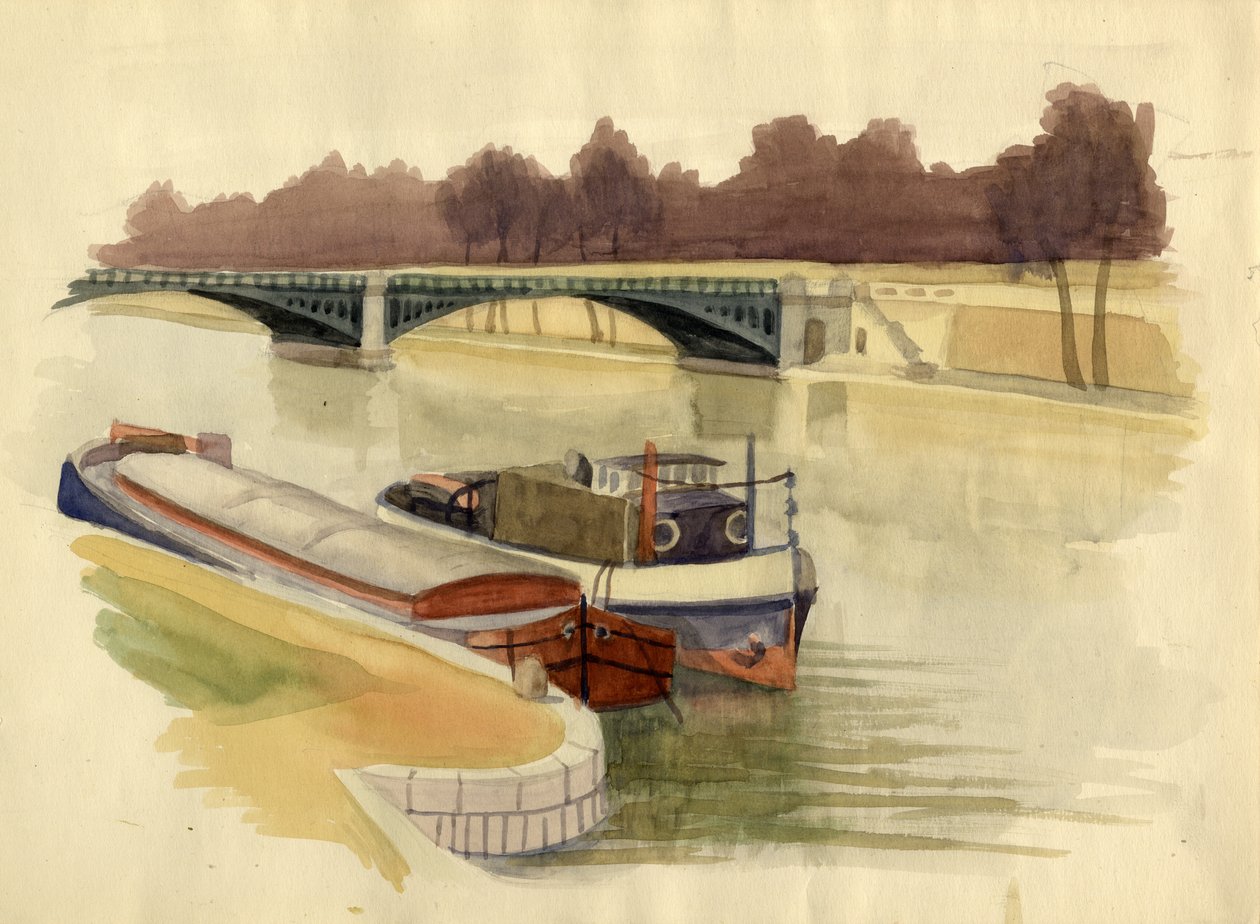Čluny na řece Temži poblíž Battersea Bridge, Londýn, c1951. od Shirley Markham