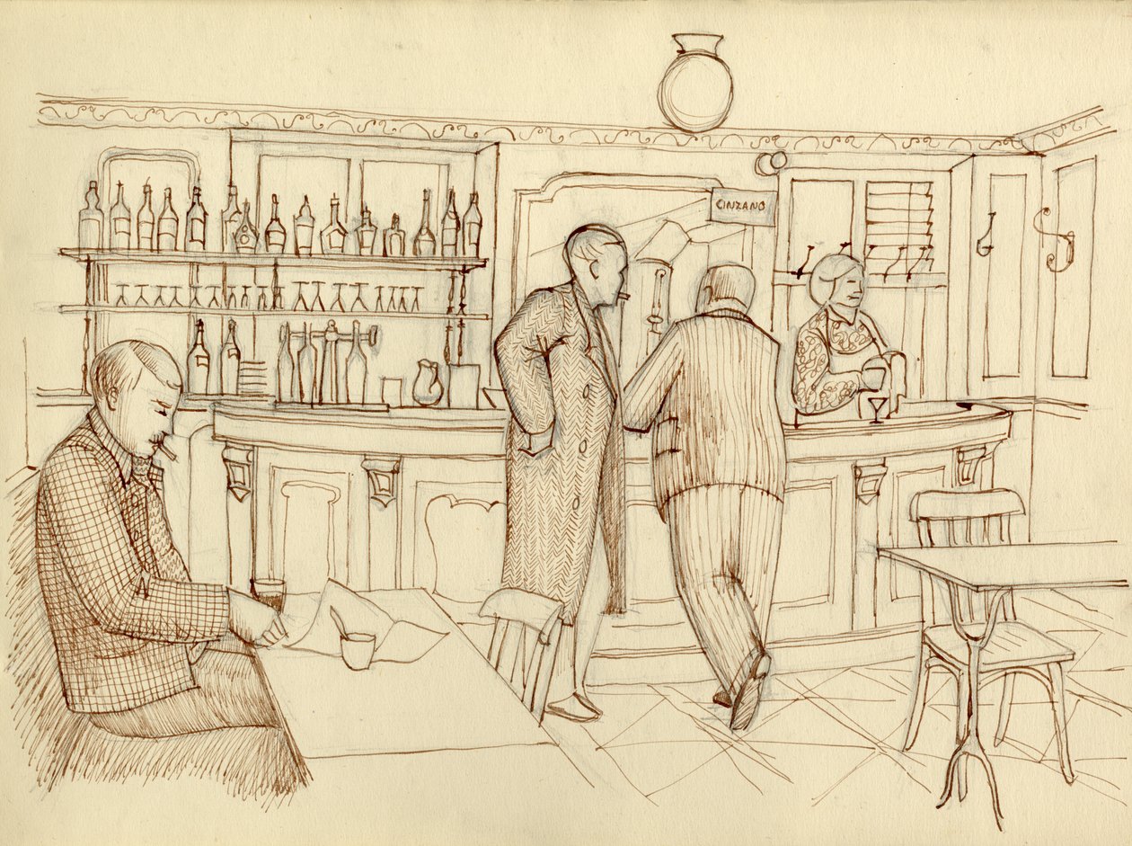 Kavárna scéna, Paříž, Francie, c1951. od Shirley Markham
