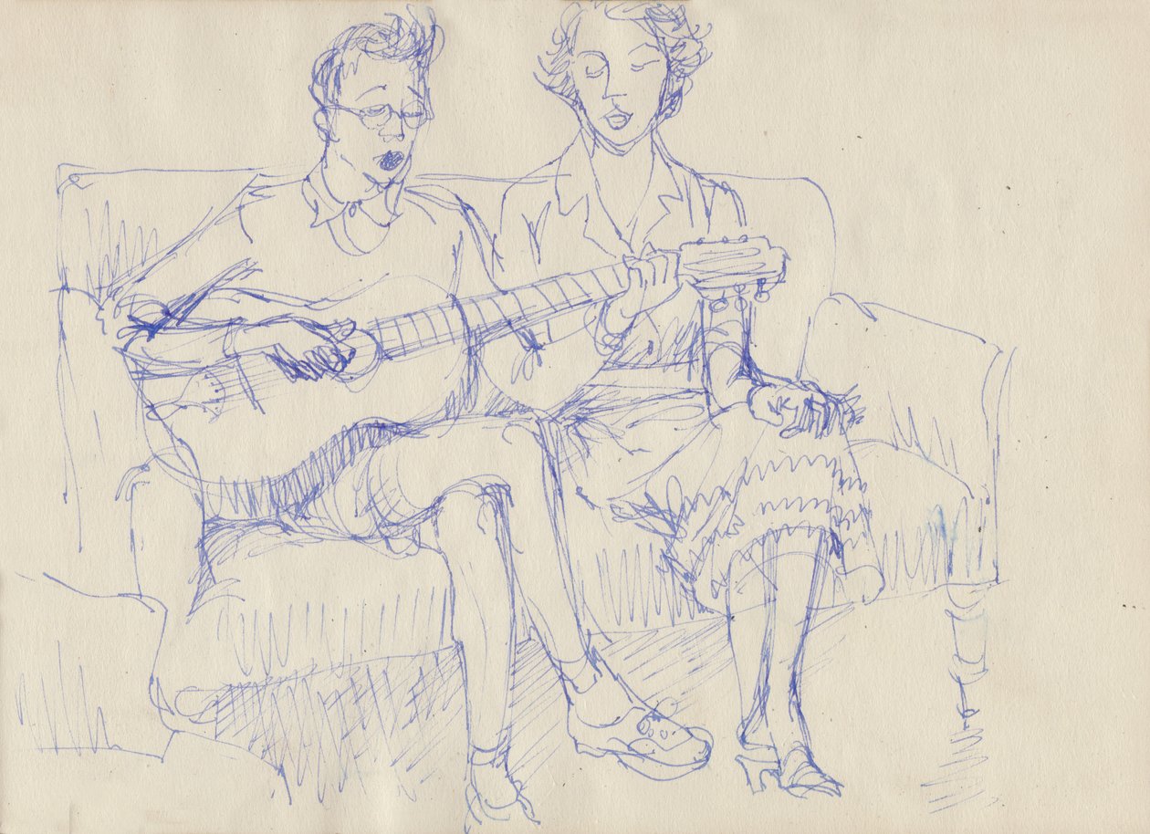 Pár s kytarou, c1950. od Shirley Markham
