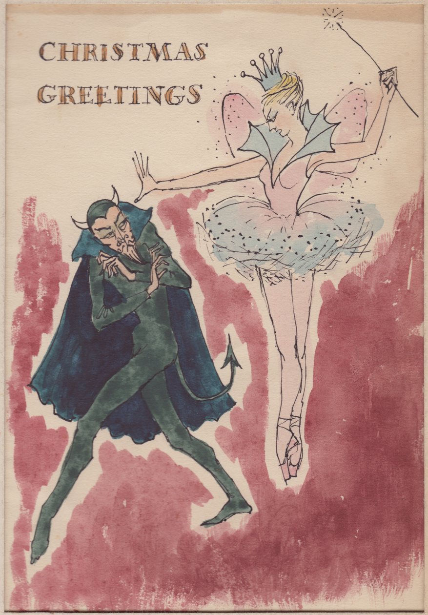 Čert a víla, vánoční přání, 1952. od Shirley Markham