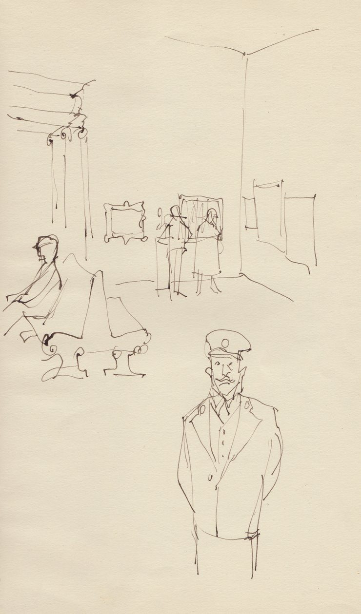 Stráž v umělecké galerii, c1950. od Shirley Markham