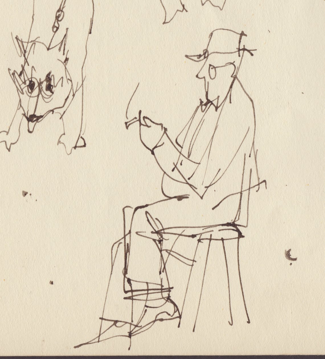 Studie sedícího muže a psa, c1950. od Shirley Markham