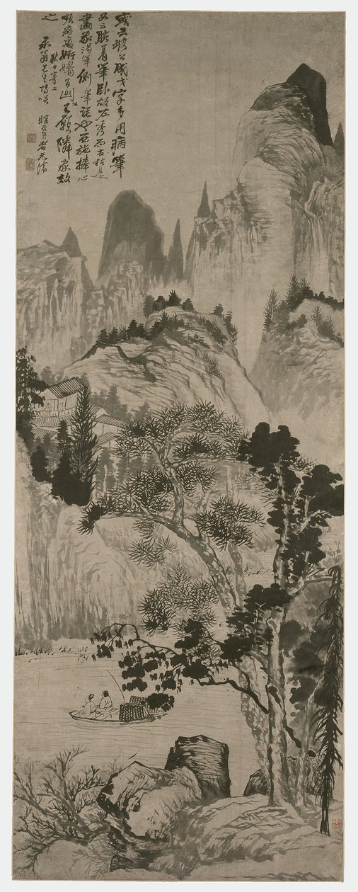 Krajina pro Yongweng, dynastie Qing, asi 1687-90 (tuš na papíře) od Shitao Daoji