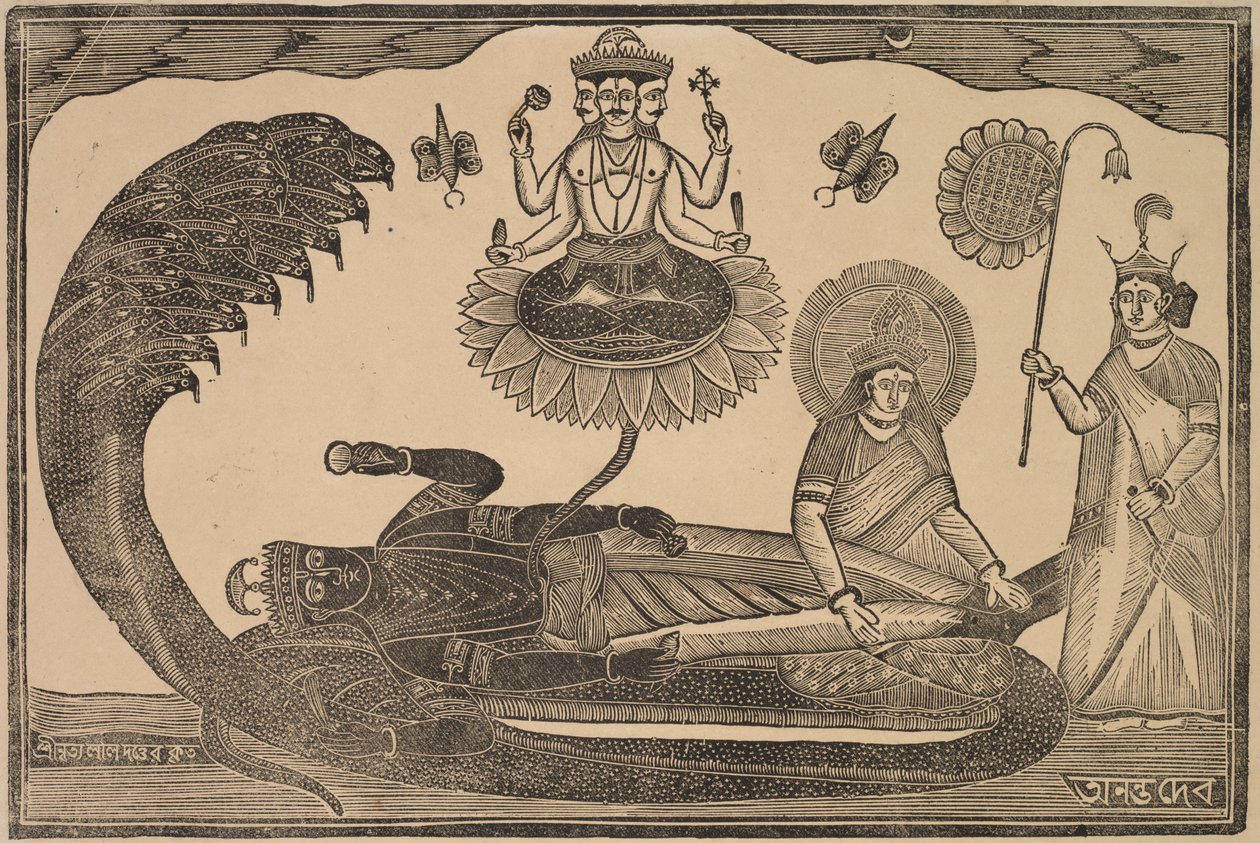 Anantasayan (Višnu ležící na hadovi Anantovi) od Shri Gobinda Chandra Roy