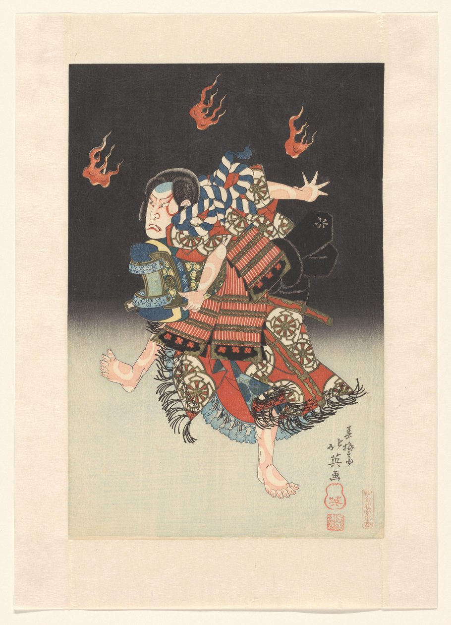 Nakamura Shikan II jako de vos (kitsune) Genkurô v het toneelstuk 