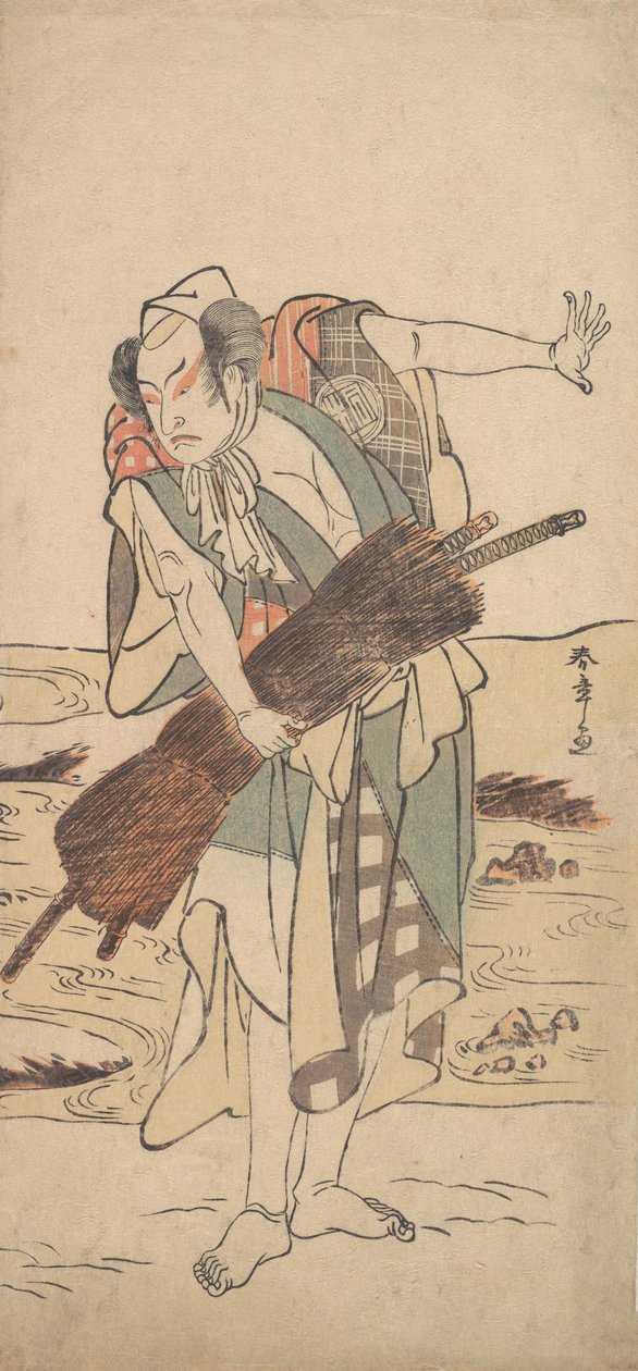 Arashi Sangoro jako Ronin samuraj stojící na břehu, ca. 1777. od Shunsho