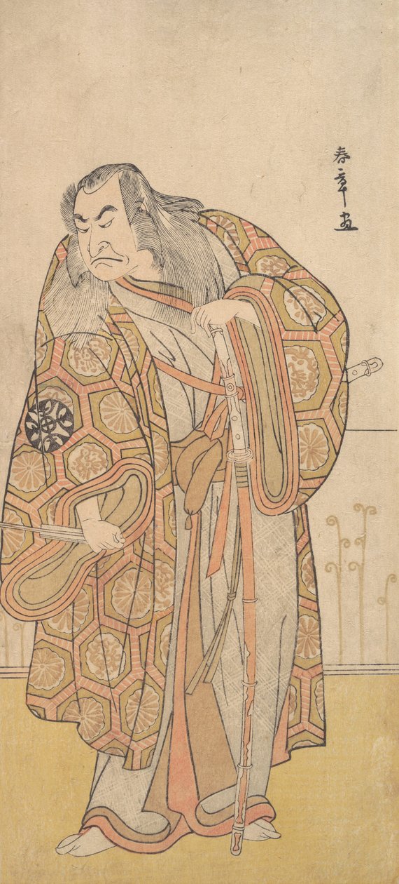 Ikunojo III jako Chiyosaki útočí na Chozubachi, sprcha zlatých mincí, konec 18. století. od Shunsho