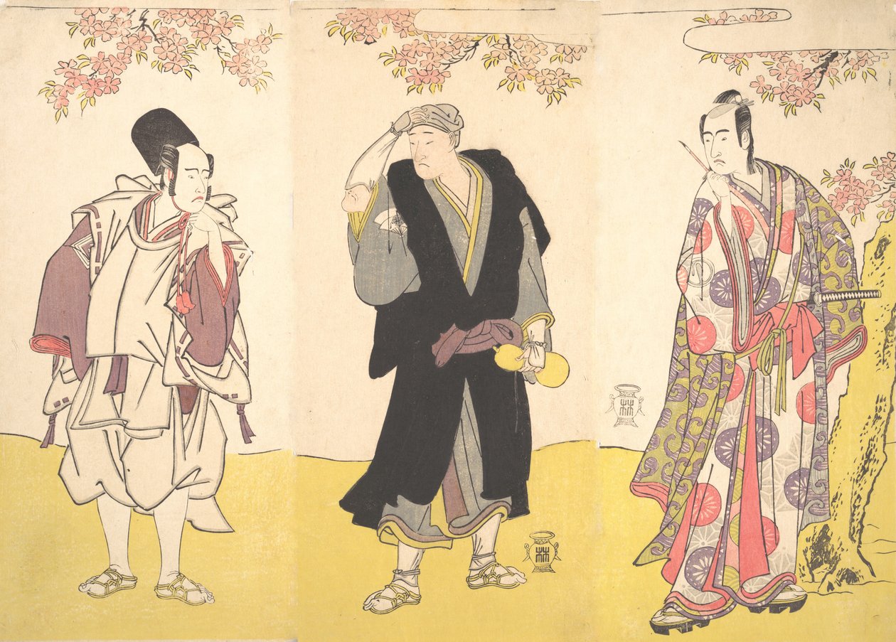 Kabuki a c a rs Ichikawa Yao Good, Onoe Matsusuke, Návrh d Sawamura Sojuro Good, 11. brána th, 1786. od Shunsho