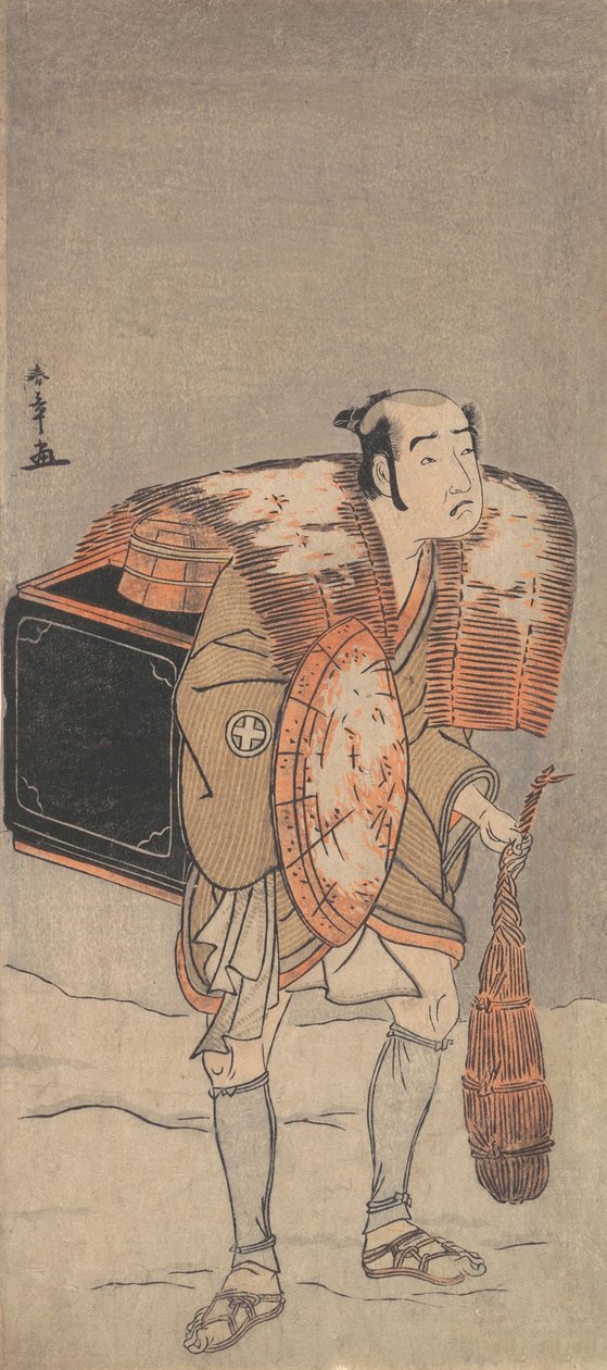 Otani Tomoemon jako podomní obchodník plahočící se sněhem, ca. 1778. od Shunsho