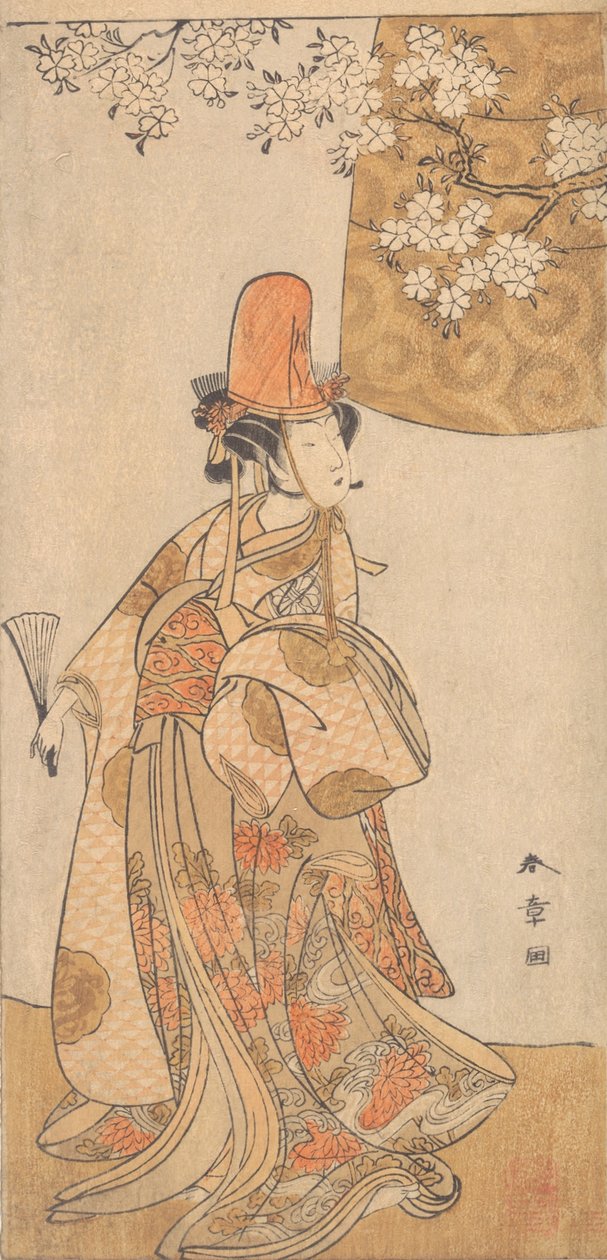 Tomi Segawa Saburo člen Tejie f dcera dívčího stupně člen Hanaho Kazeori eboshi klobouk, únor 1774. od Shunsho