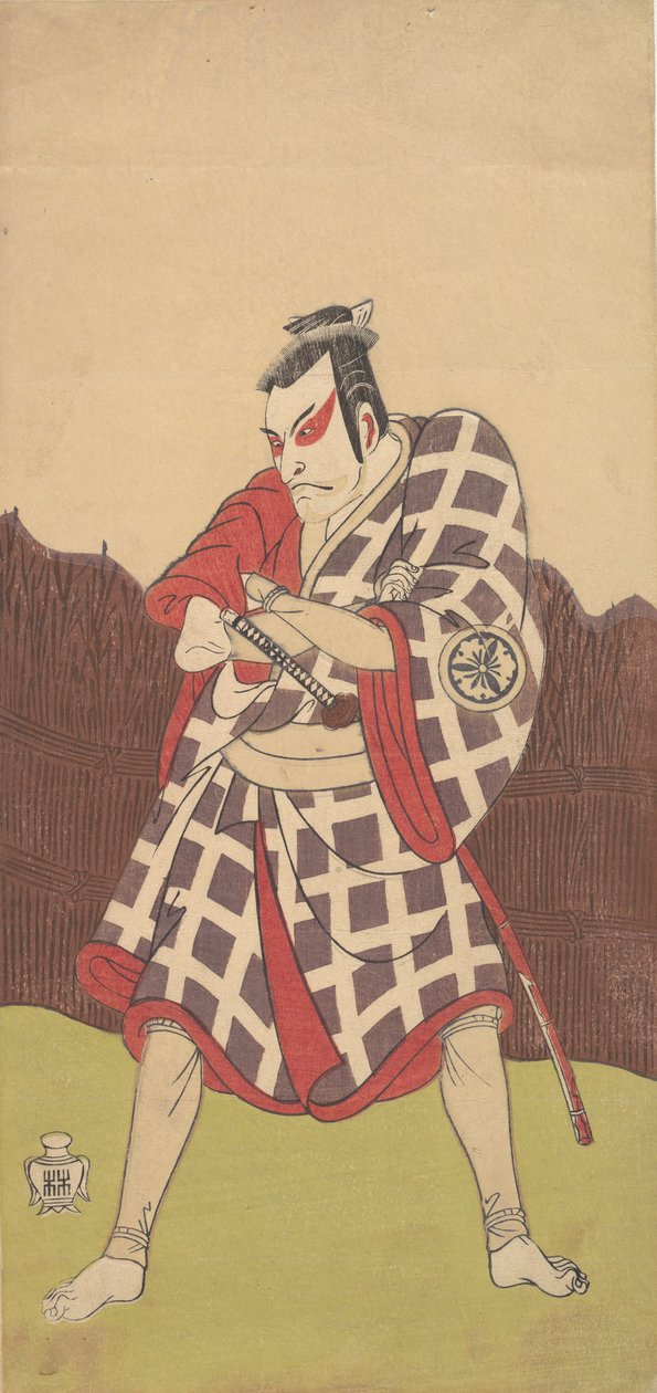 Herec Matsumoto Koshiro 3. jako muž, který stojí se založenýma rukama..., konec 18. století. od Shunsho