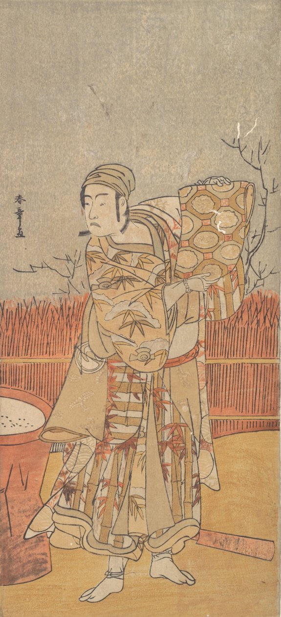Herec Sawamura Sojuro III Drží kus brokátu, konec 18. století. od Shunsho