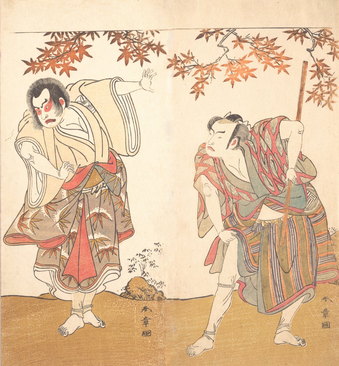 Herci Ichimura Uzaemon a Arashi Sangoro, ca. 1773. od Shunsho