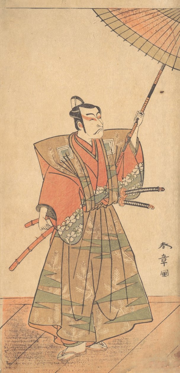 Pátý Ichikawa Danjuro jako samuraj oblečený ve slavnostním Kamishimo, pravděpodobně 1774. od Shunsho