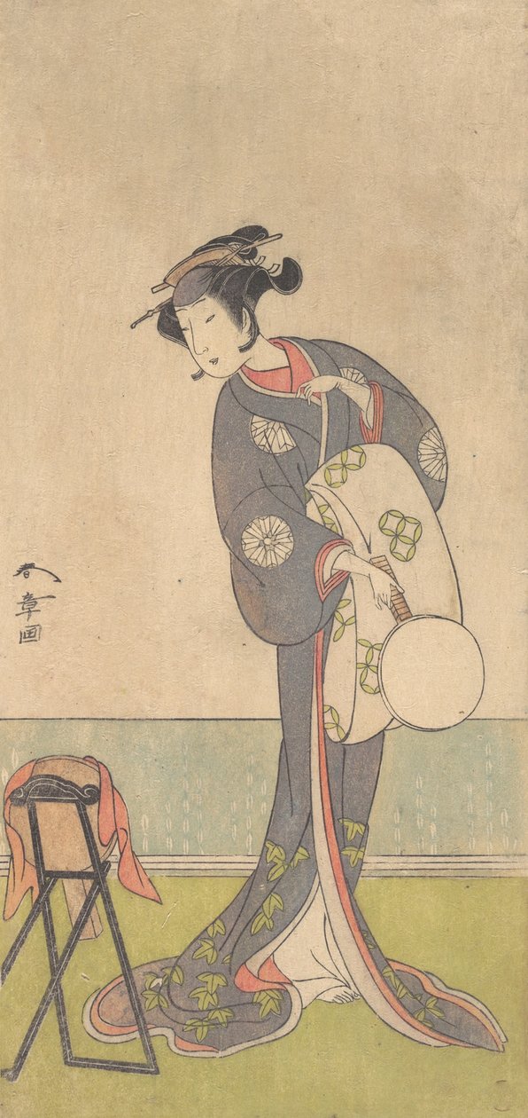První Nakamura Tomijuro jako Oiran stojící v místnosti, 1771. od Shunsho