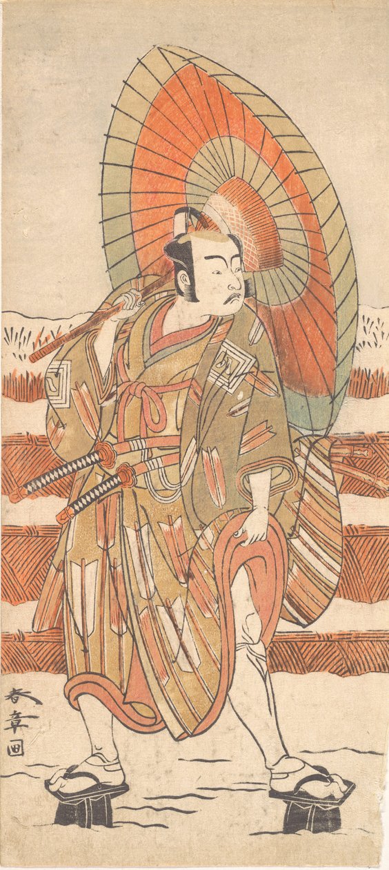 Druhý Ichikawa Yaozo jako samuraj stojící ve sněhu, pravděpodobně 1774. od Shunsho