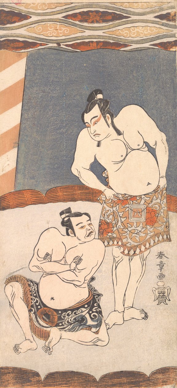 Druhý Ichikawa Yaozo jako zápasník stojící v aréně, 1770. od Shunsho