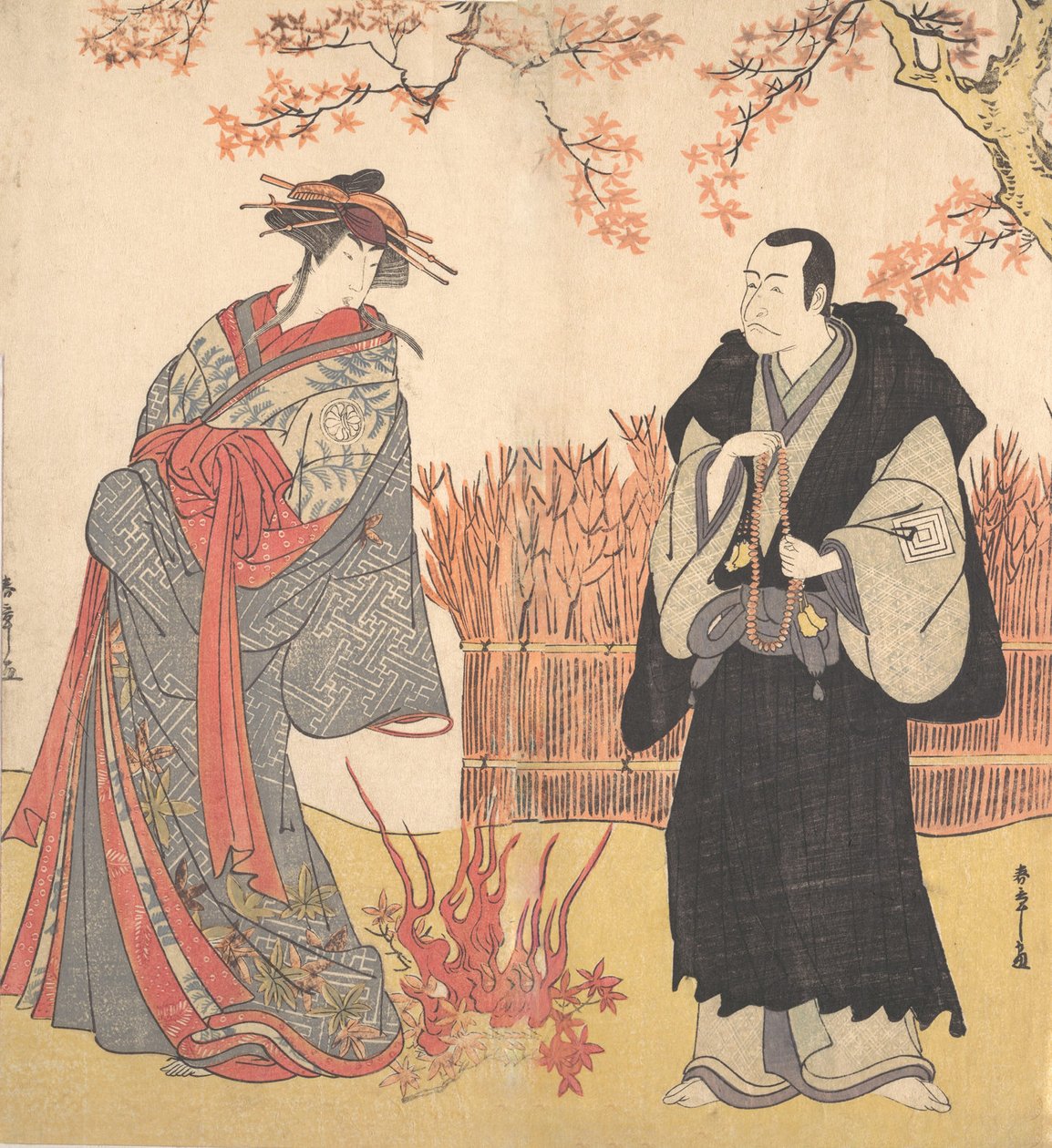 Druhá Segawa Tomisaburo jako vysoká kurtizána stojící v místnosti, ca. 1785. od Shunsho