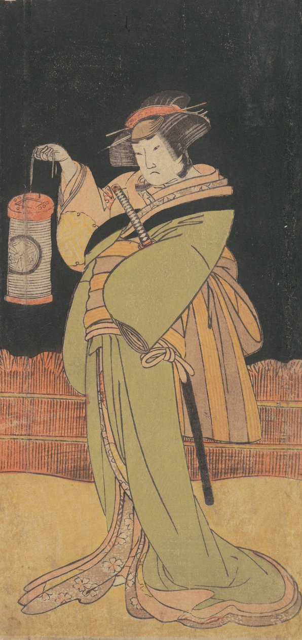 Druhá Yamashita Kinsaku jako žena stojící v noci, ca. 1779. od Shunsho