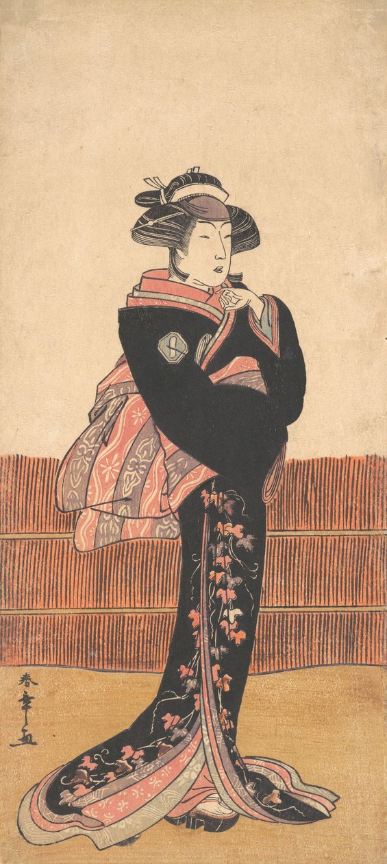 Třetí Azuma Tozo jako žena v černém kimonu, pravděpodobně 1782. od Shunsho