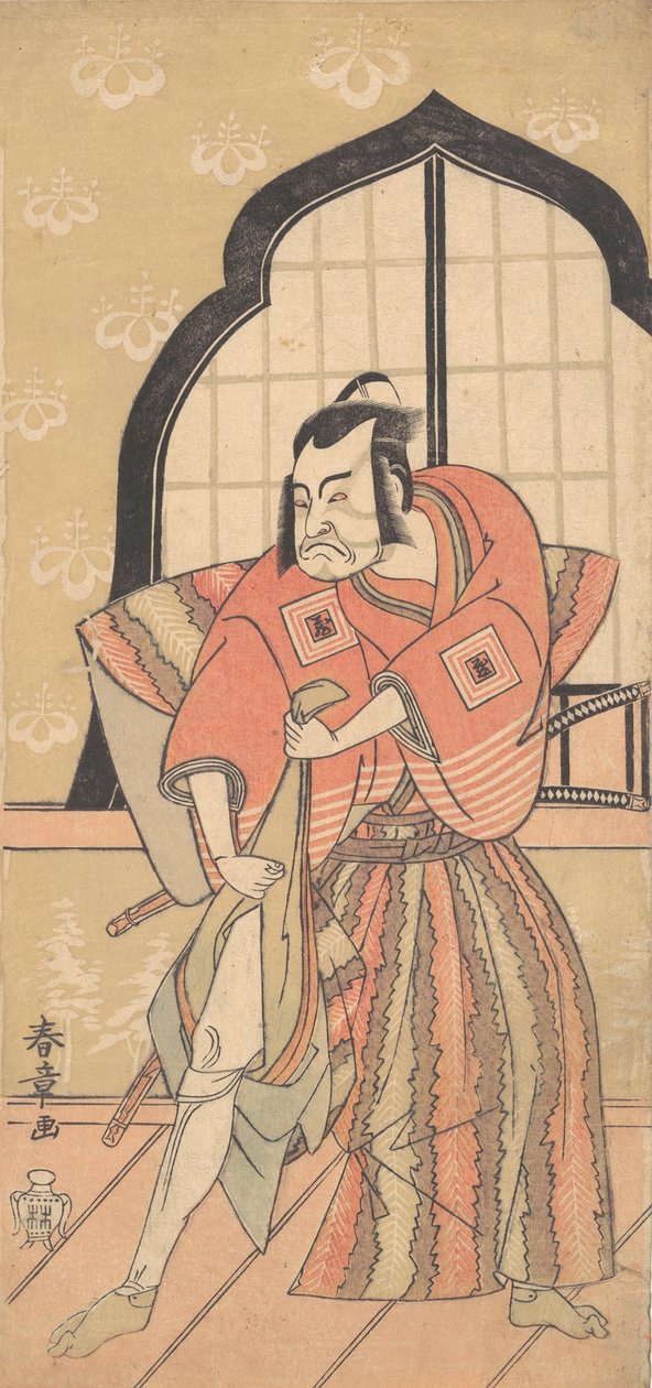 Třetí Ichikawa Danzo jako samuraj oblečený ve slavnostním Kamishimo, 1769 nebo od Shunsho
