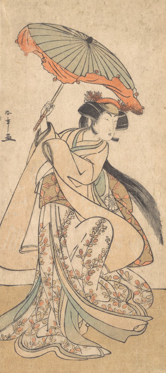 Třetí Segawa Kikunojo jako žena tančící v aktu Shosa, ca. 1785 od Shunsho
