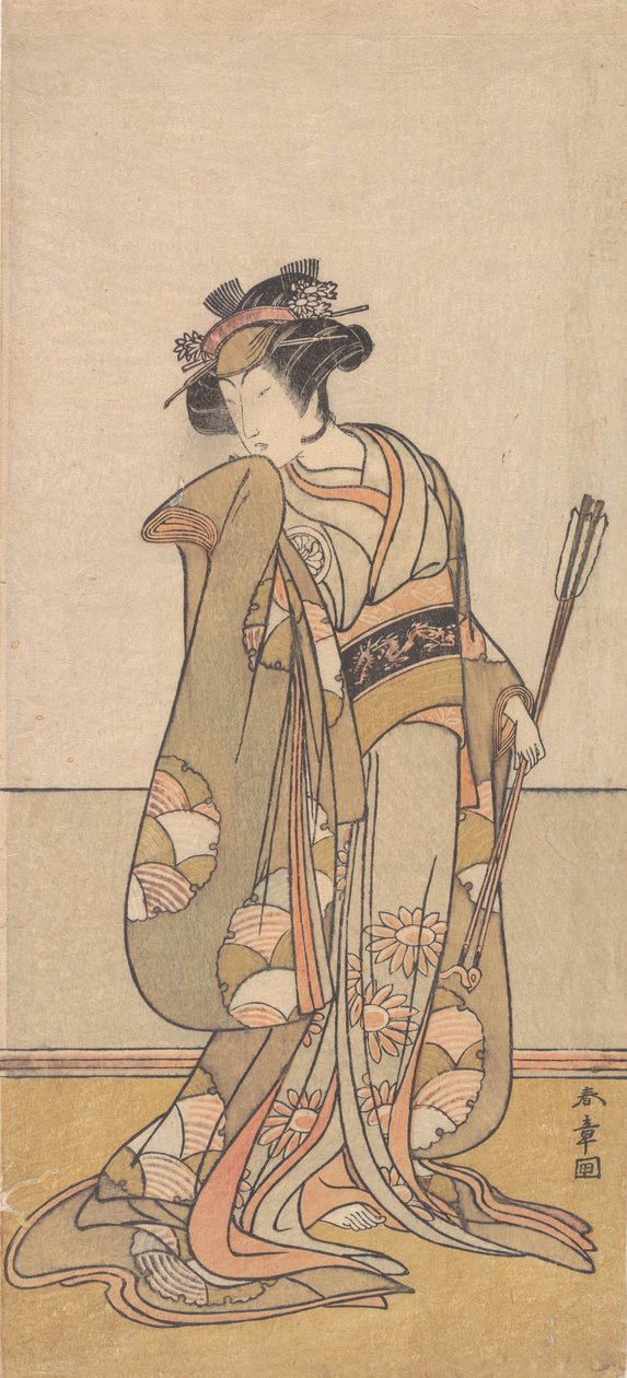 Třetí Segawa Kikunojo jako žena kráčející doprava, 1774 nebo 1775. od Shunsho