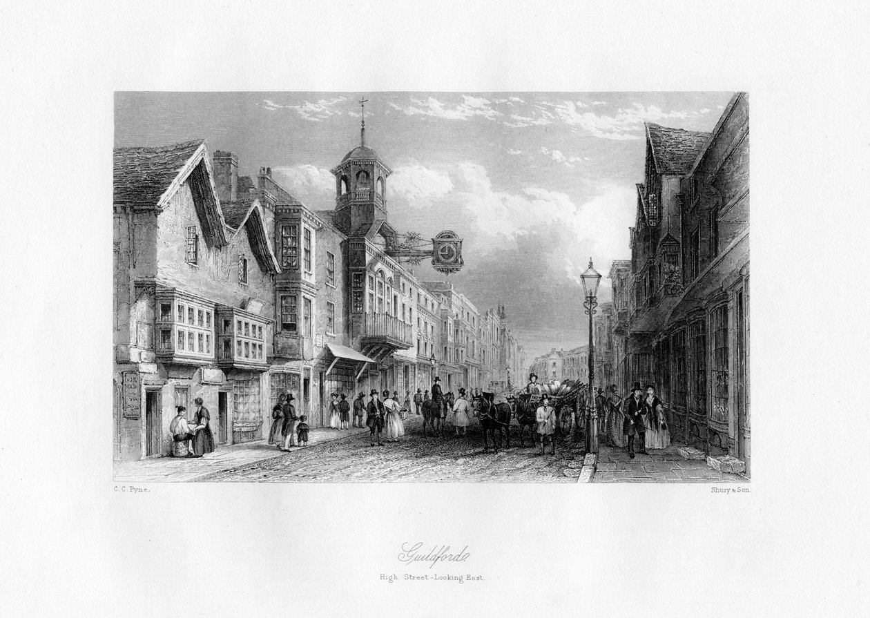 Guildford High Street, Guildford, Surrey, 19. století. od Shury and Son