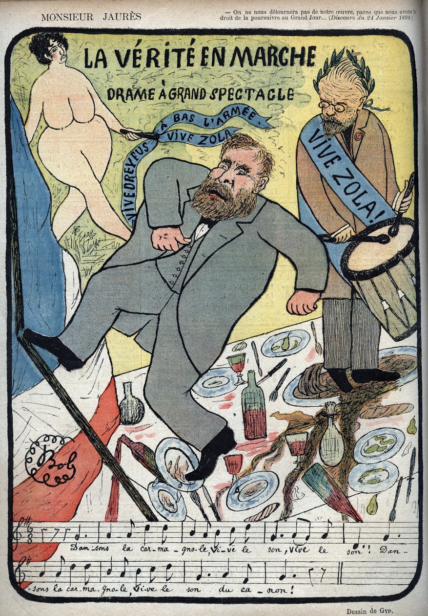 Dreyfusova záležitost - Monsieur Jaures - La Verite en marche, drama a velkolepá podívaná - živý Dreyfus, Vive Zola, bas l