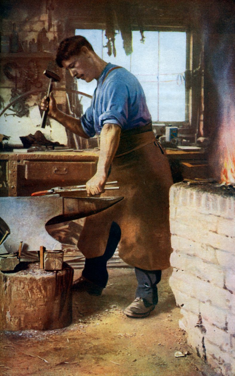 Kovář při práci, Anglie, c1922 od Sidney H Nicholls