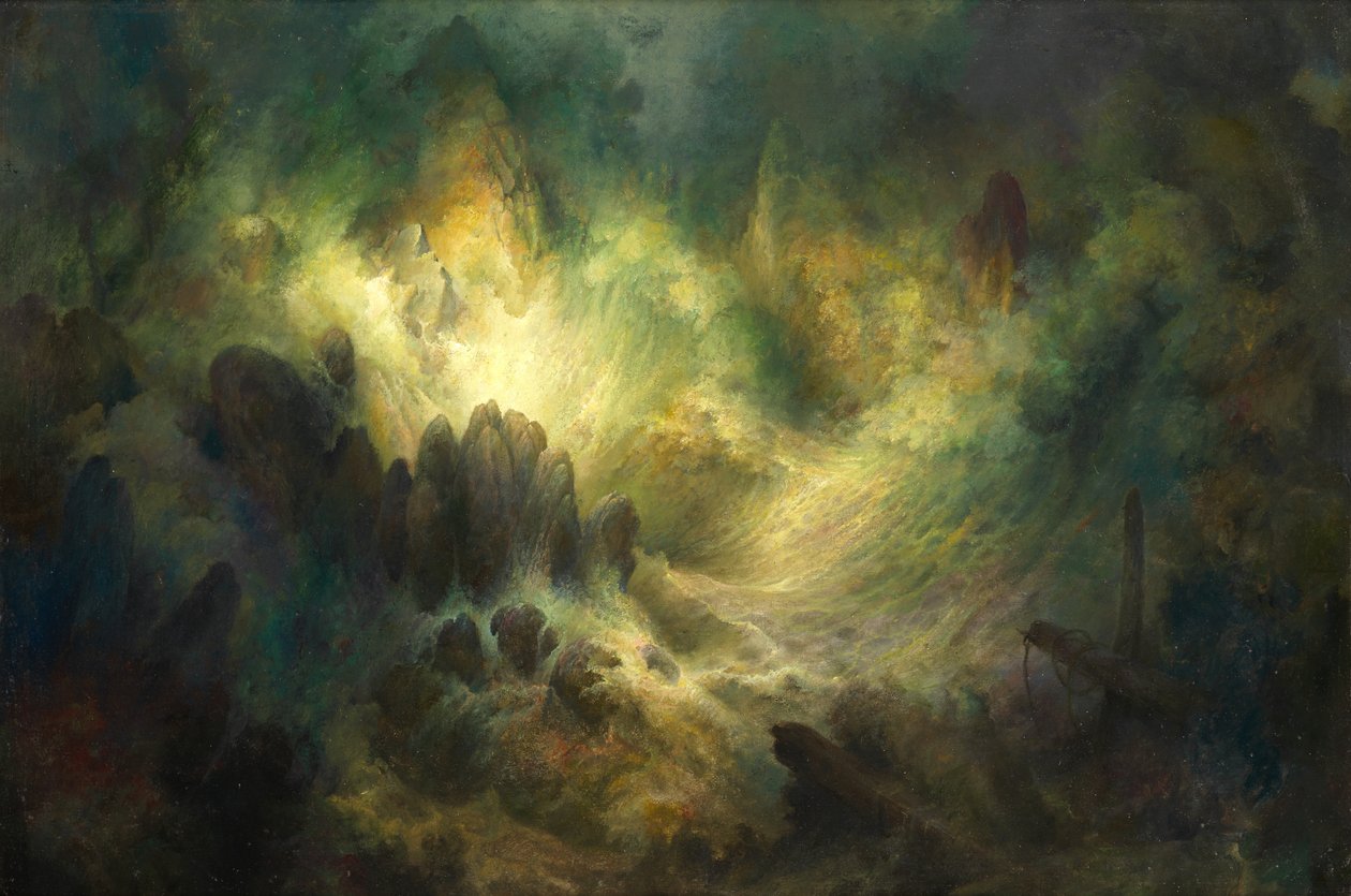 Udělal jsi, duchu, abys ukázal bouři, kterou jsem ti nakázal?“ Prospero [to Ariel], Bouře (olej na překližkové desce) od Sidney Herbert Sime