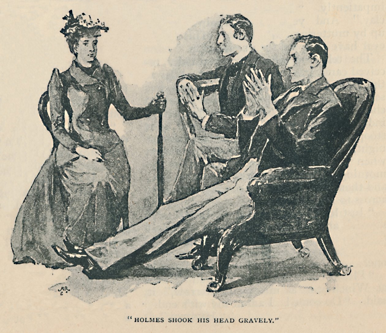 Holmes vážně zavrtěl hlavou, 1892 od Sidney Paget
