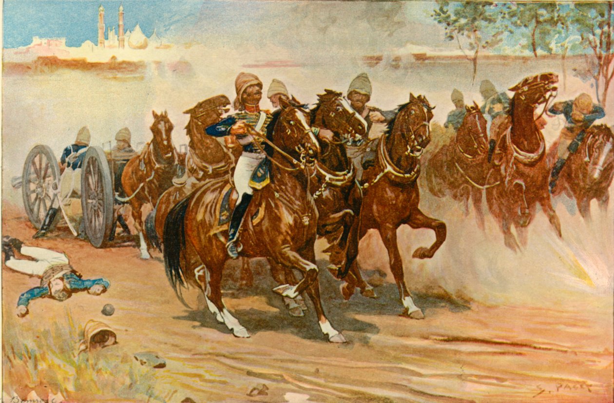 Poručík Roberts šetří svou baterii pod hradbami Dillí, 1901. od Sidney Paget