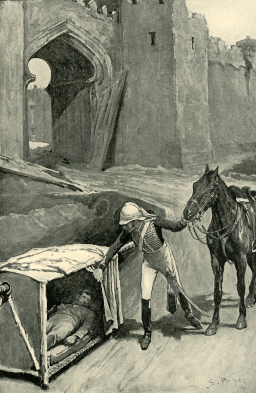 Roberts najde Nicholsona smrtelně zraněného pod hradbami Dillí, 1901. od Sidney Paget