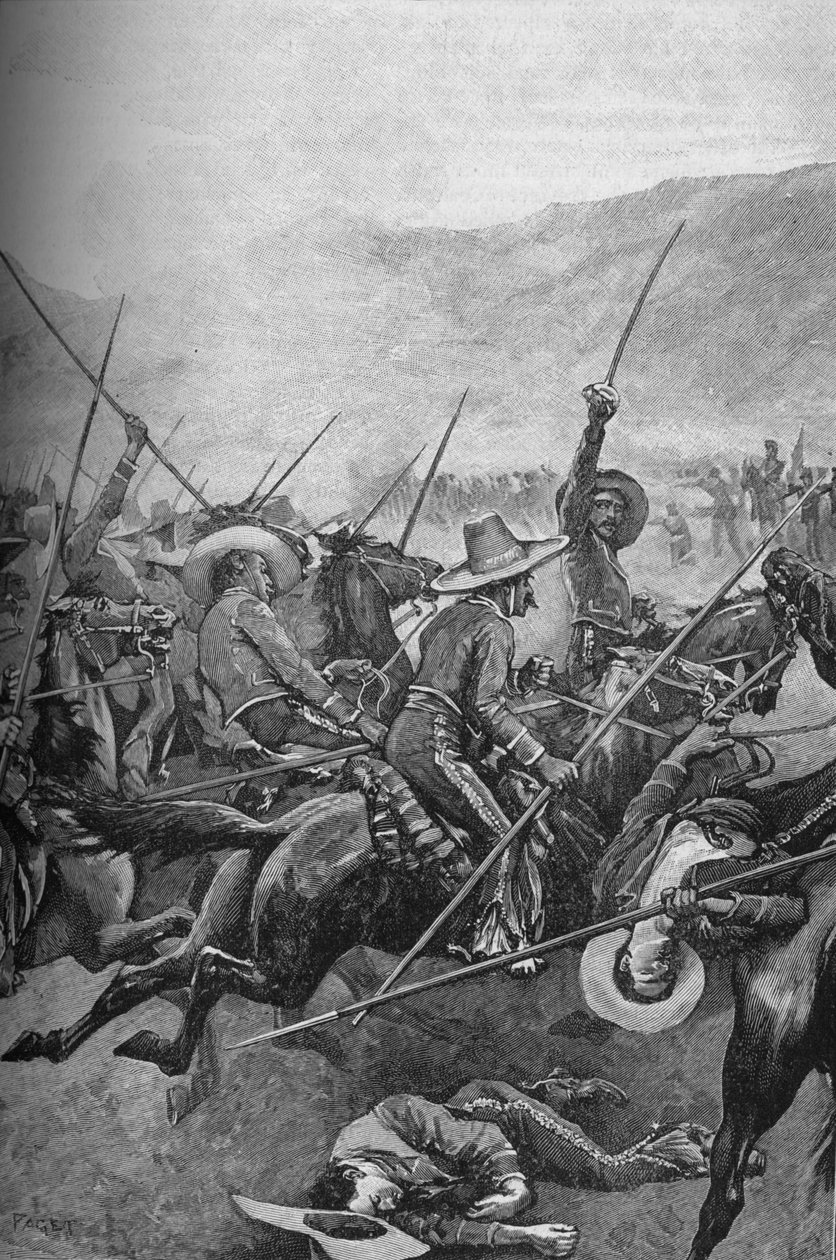 The Mexican Lancers Charged The Illinois Soldiers, 1902 od Sidney Paget